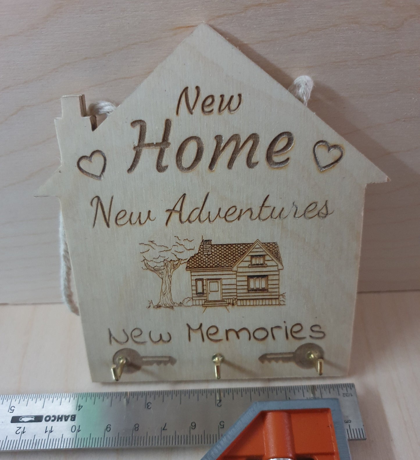 New House / Home hanging key holder. Laser engraved