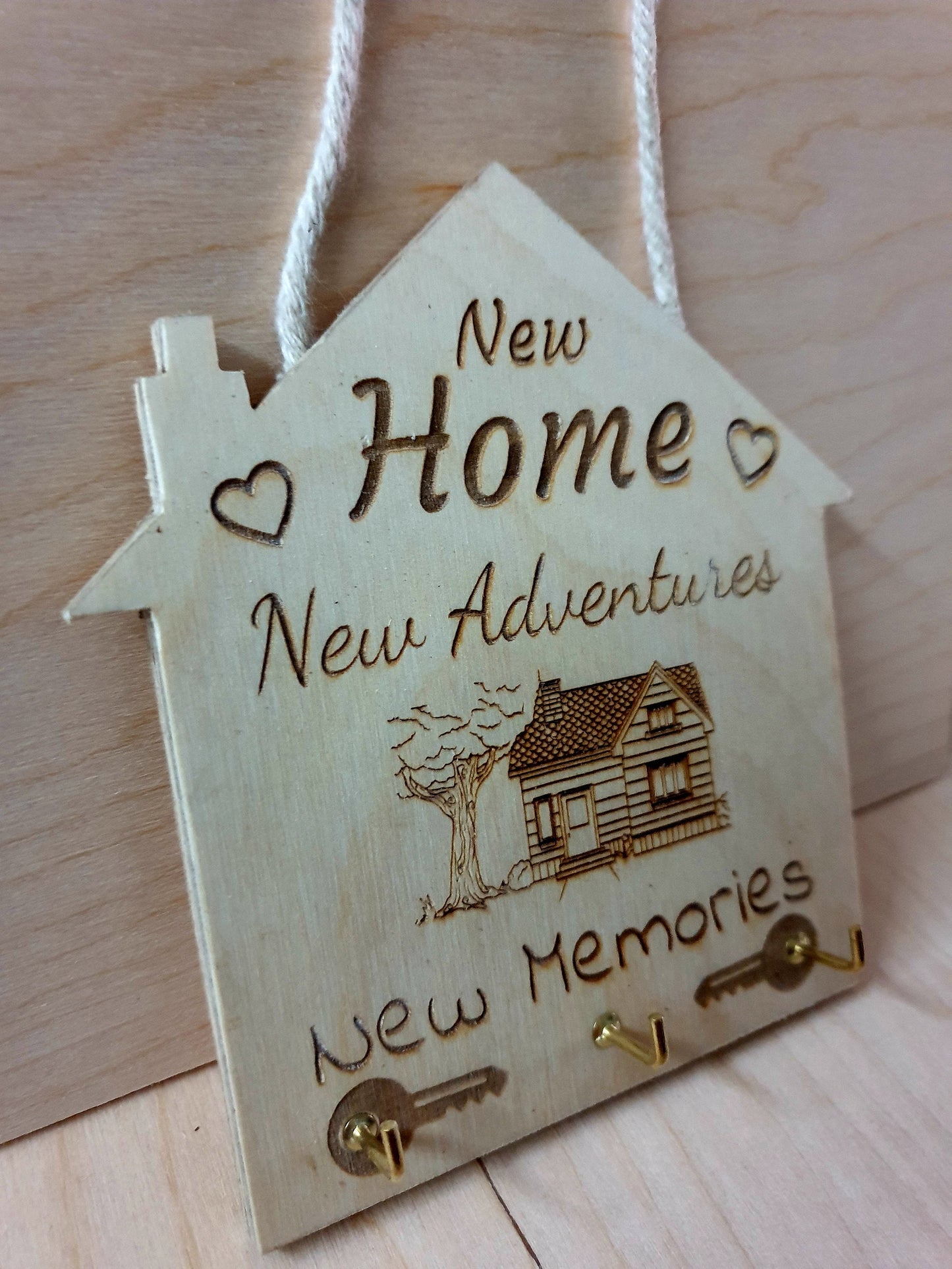 New House / Home hanging key holder. Laser engraved