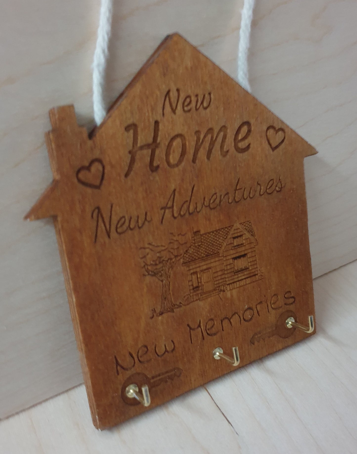 New House / Home hanging key holder. Laser engraved