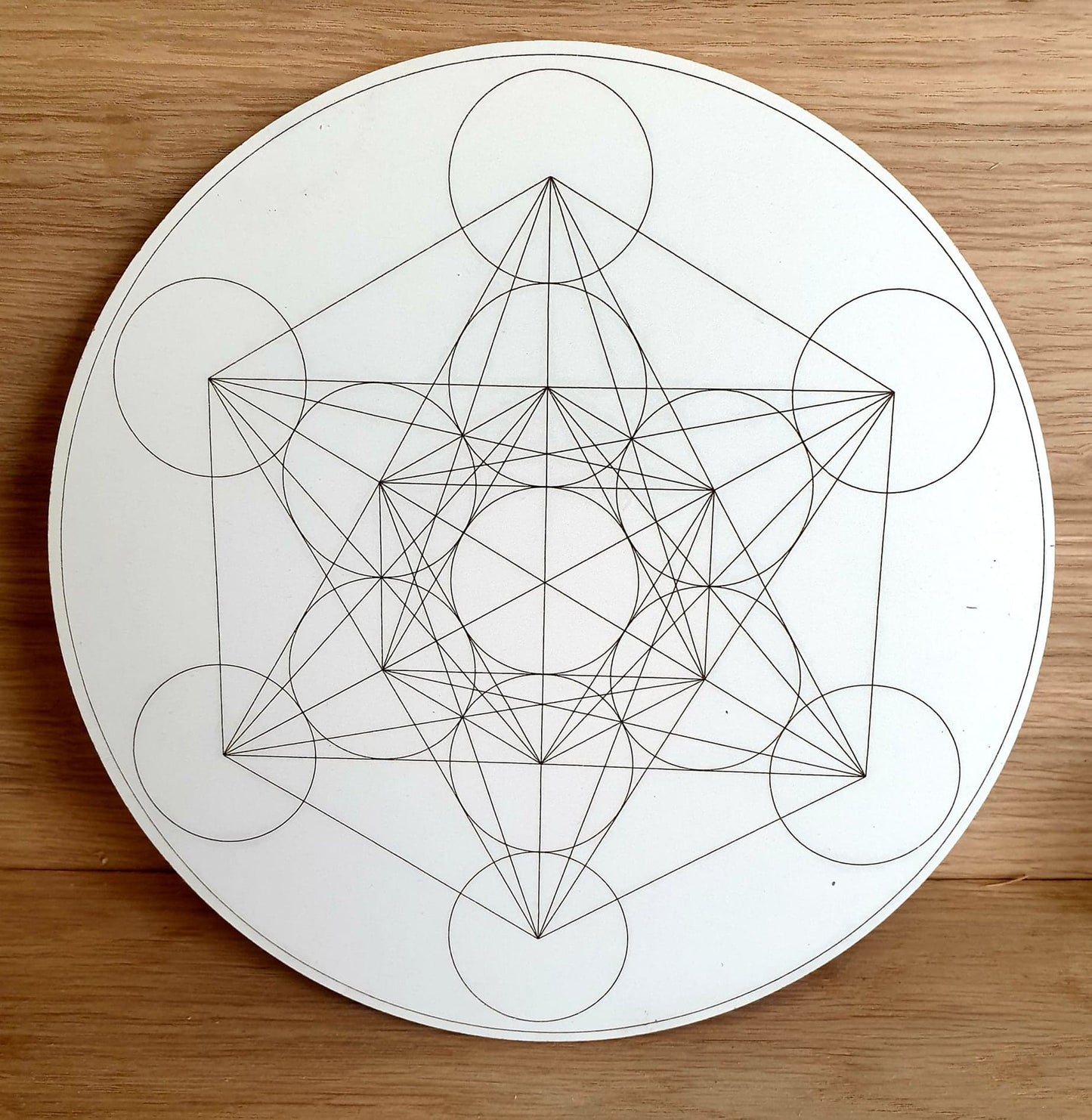 Laser Engraved Metatron Cube on Ply or MDF- 195mm diameter