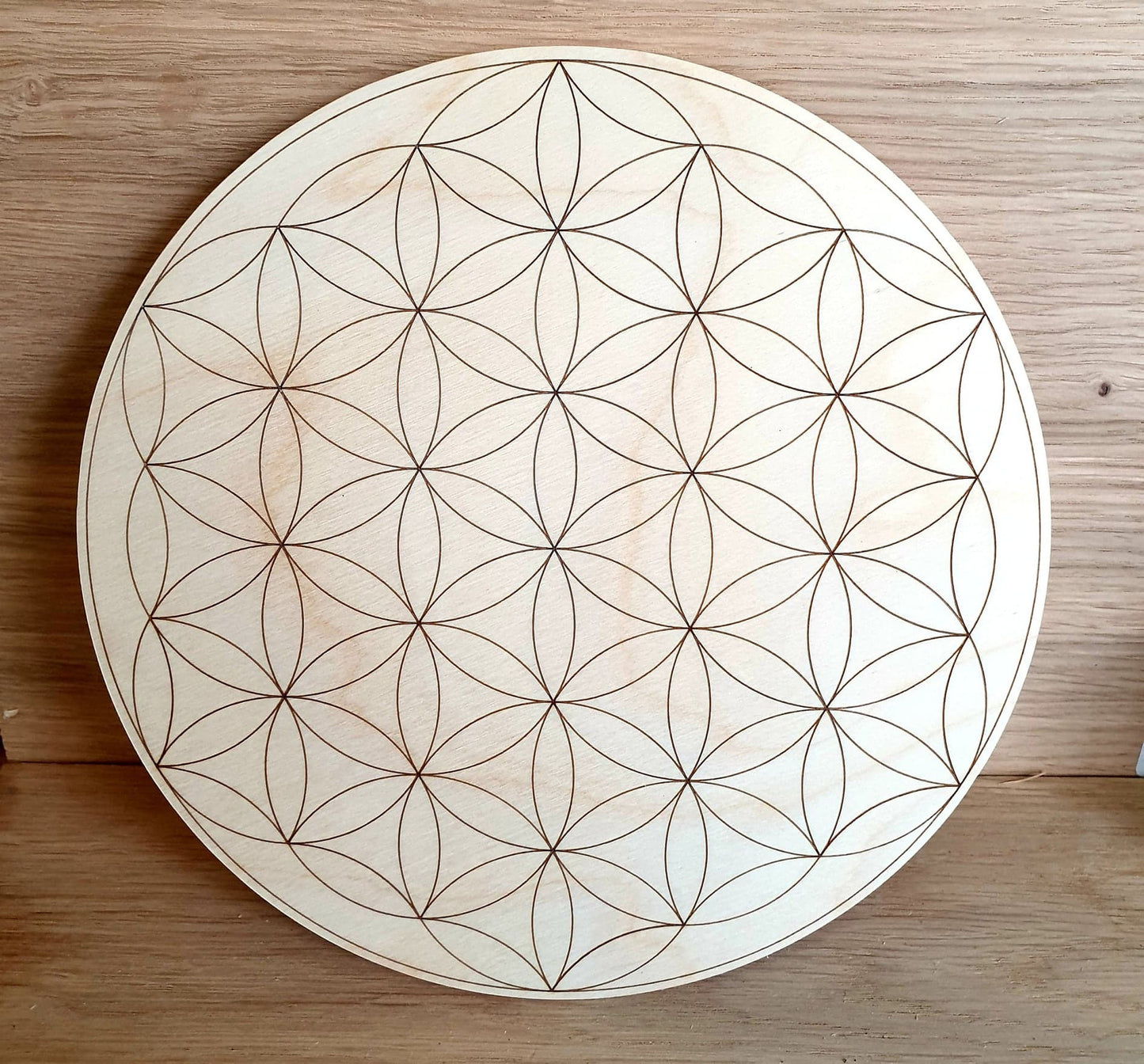 Laser Engraved Flower of Life on Ply or MDF- 195mm diameter