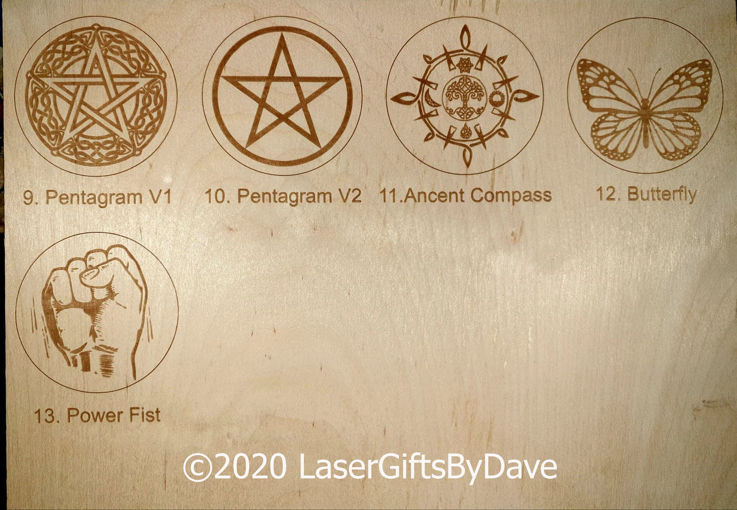 Stained Wooden Pendulum Spiritual Numbered Divination Dowsing Board - Laser Engraved