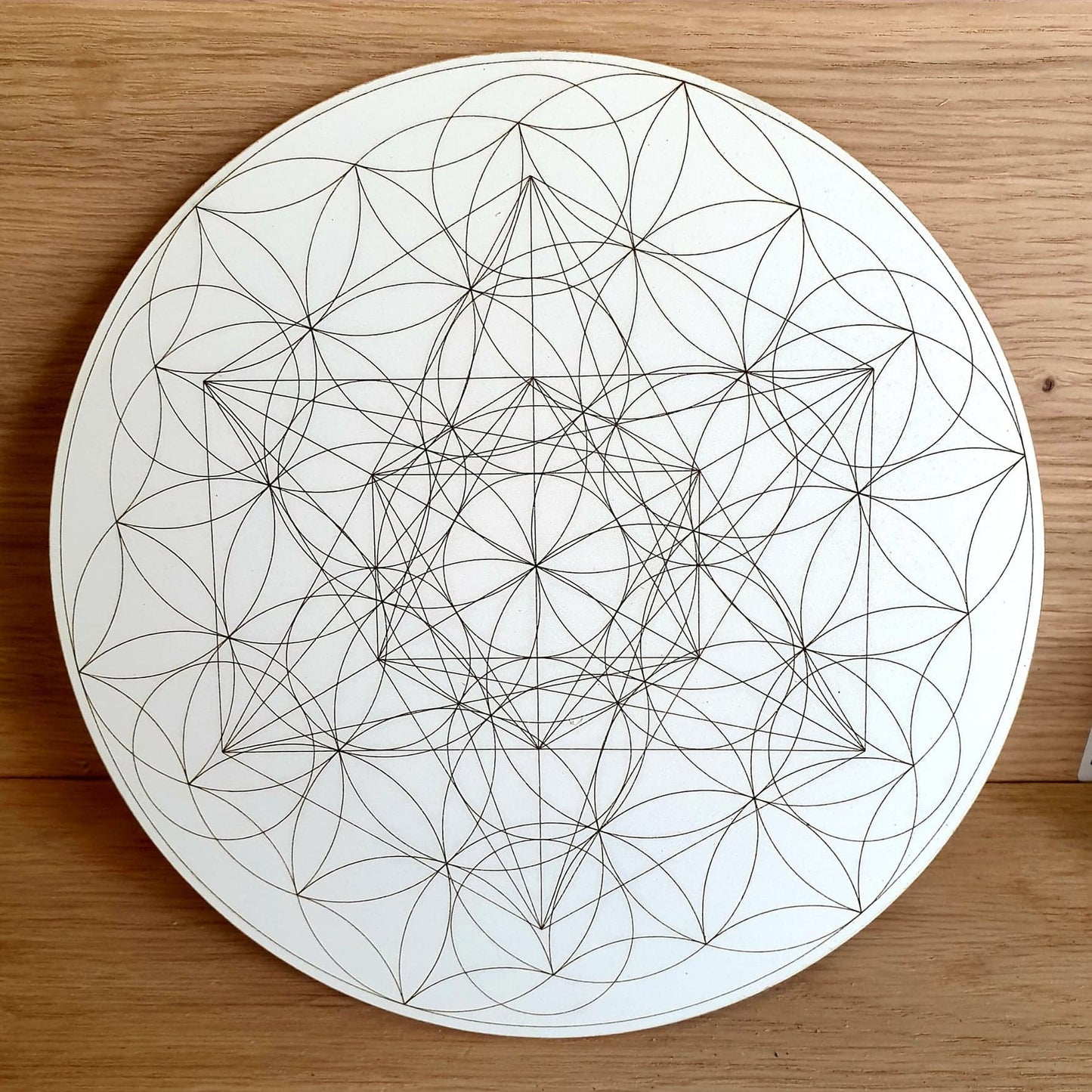 Laser Engraved Metatron Cube / Flow of Life combined on Ply or MDF- 195mm diameter