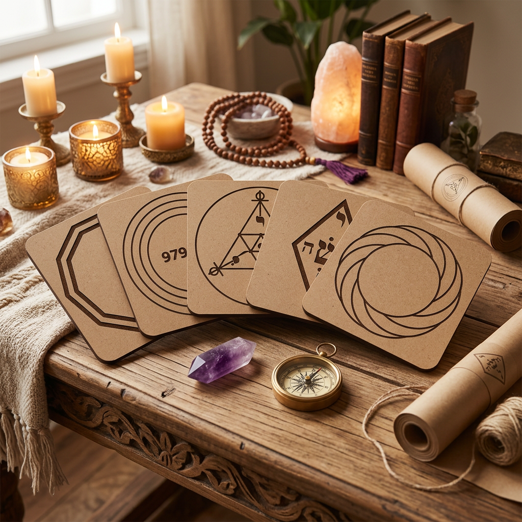 SCAP • Decágono Duplo • Alta Vitalidade • Yoshua • Turbilhão – 5 Board Radionics Bundle | Sacred Geometry Dowsing Set