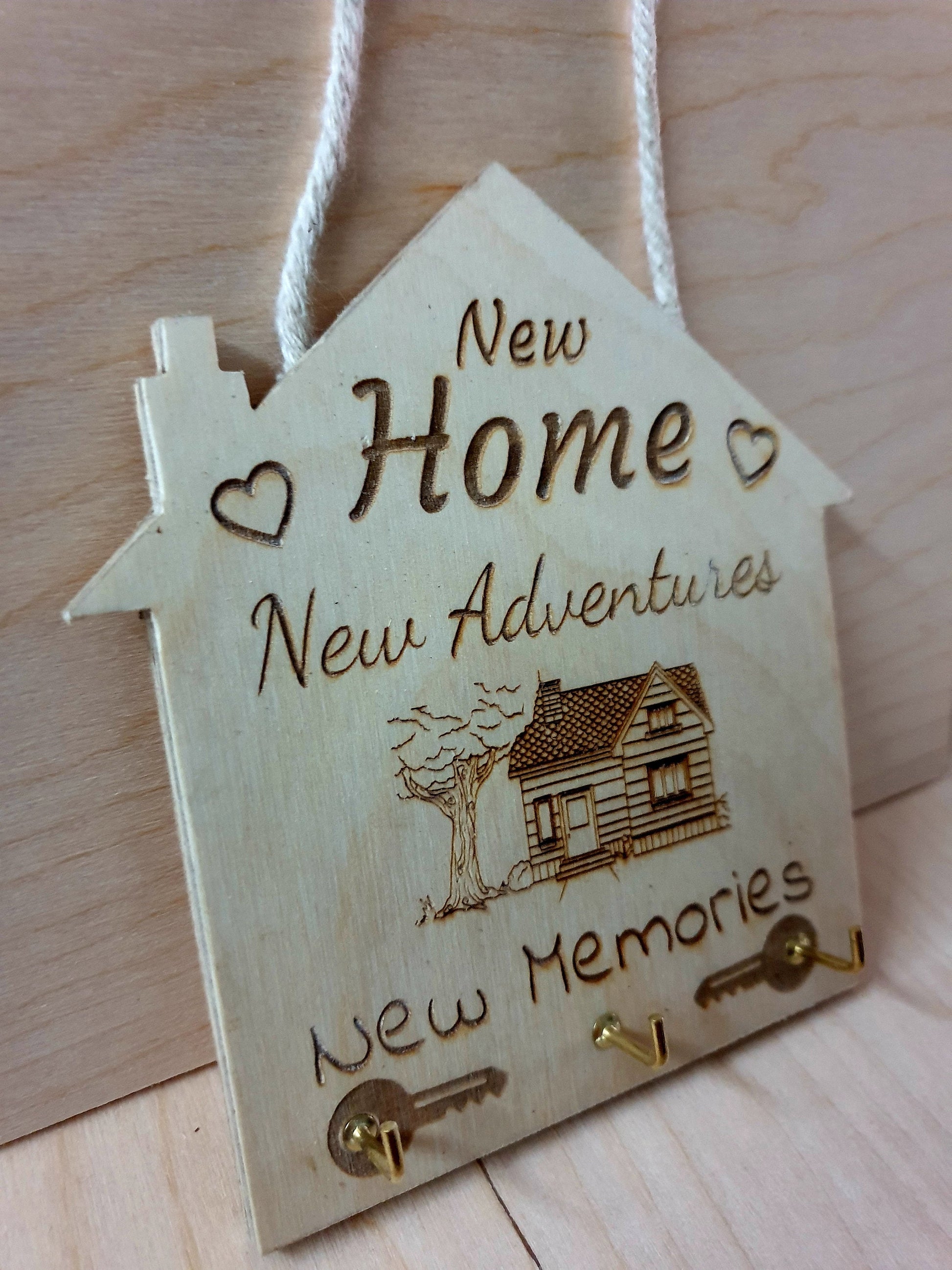 New House / Home hanging key holder. Laser engraved