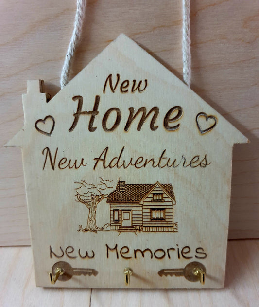 New House / Home hanging key holder. Laser engraved