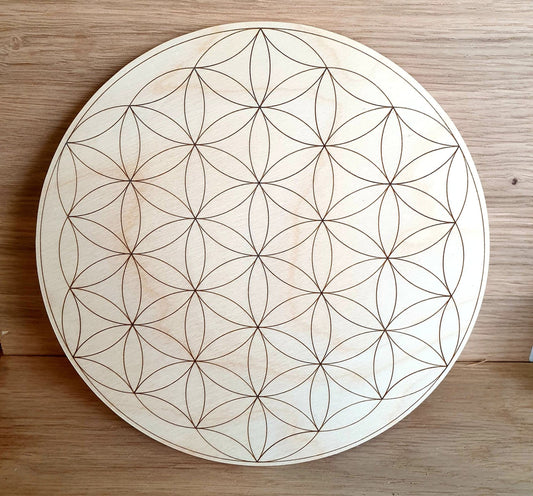 Laser Engraved Flower of Life on Ply or MDF- 195mm diameter