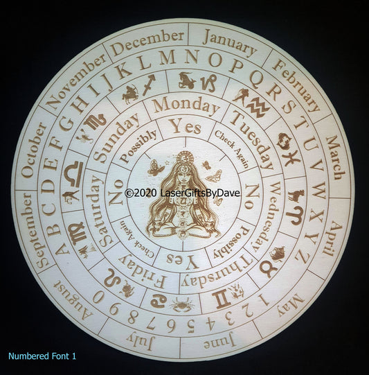 Wooden Pendulum Spiritual Numbered Divination Dowsing Board - Laser Engraved