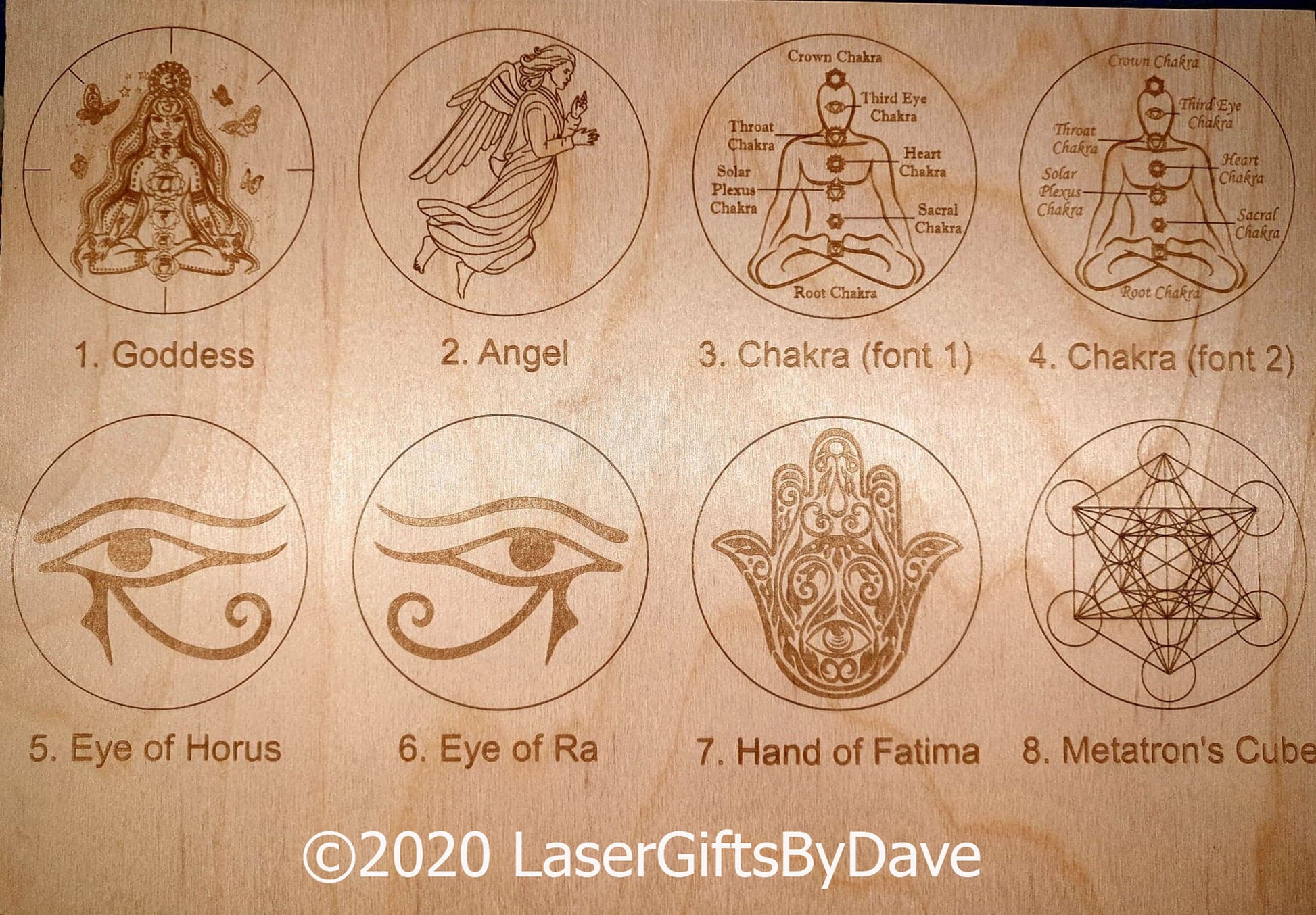 Stained Wooden Pendulum Spiritual Numbered Divination Dowsing Board - Laser Engraved